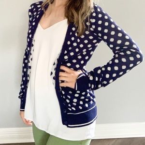 Pocket Cardigan Blue With White Polkadots